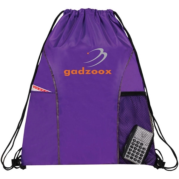 Nylon drawstring backpack with mesh pocket and solid slit pocket.... from ASI 30112 ACE Products / Ace Line