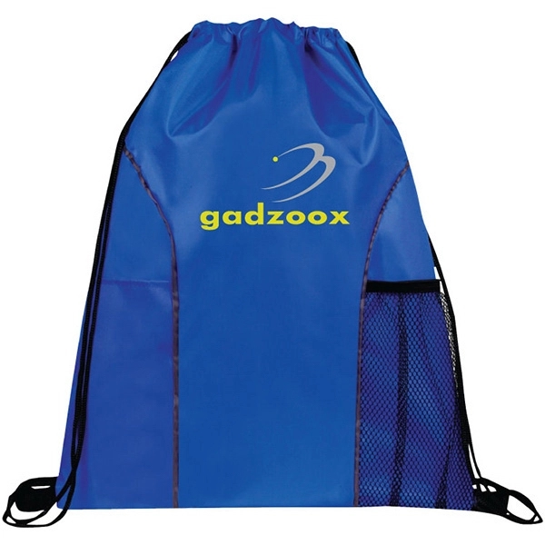 Nylon drawstring backpack with mesh pocket and solid slit pocket.... from ASI 30112 ACE Products / Ace Line