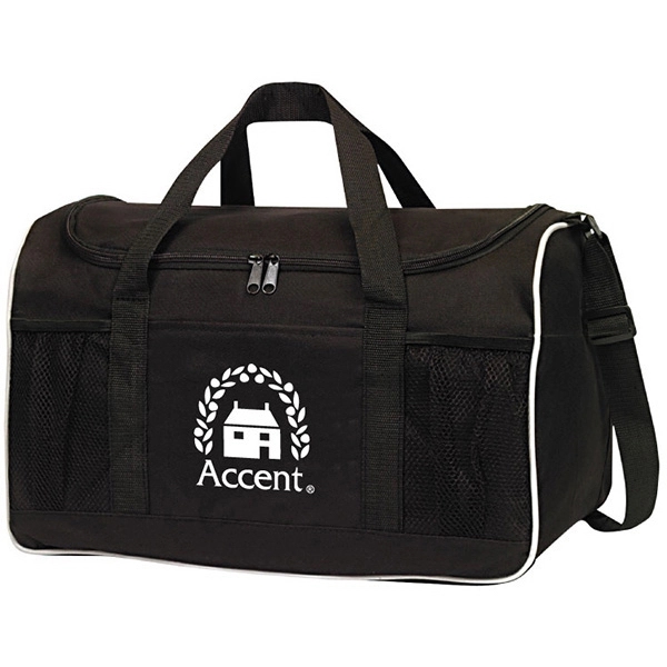 Duffel bag with U-shaped main zippered compartment and 2 front mesh... from ASI 30112 ACE Products / Ace Line