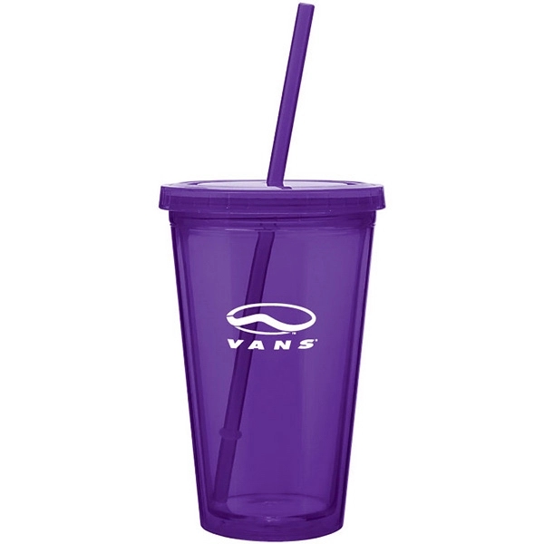 16 oz acrylic travel tumbler with screw-on lid and matching straw... from ASI 30112 ACE Products / Ace Line
