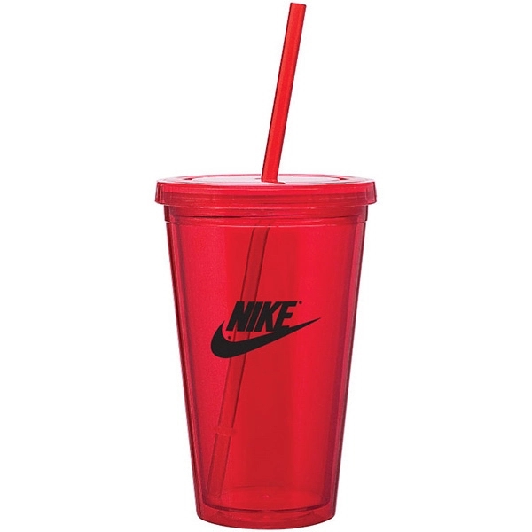 16 oz acrylic travel tumbler with screw-on lid and matching straw... from ASI 30112 ACE Products / Ace Line