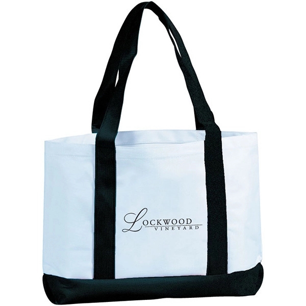 Two tone tote bag with front pocket and  22" handles.... from ASI 30112 ACE Products / Ace Line