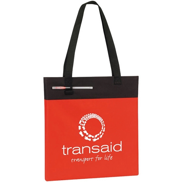Tote bag with double pen loops. 600 denier poly with PVC... from ASI 30112 ACE Products / Ace Line