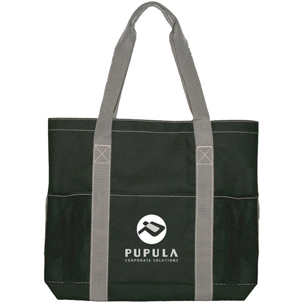 Tote bag with self sealing fabric band closure top closure. Front... from ASI 30112 ACE Products / Ace Line