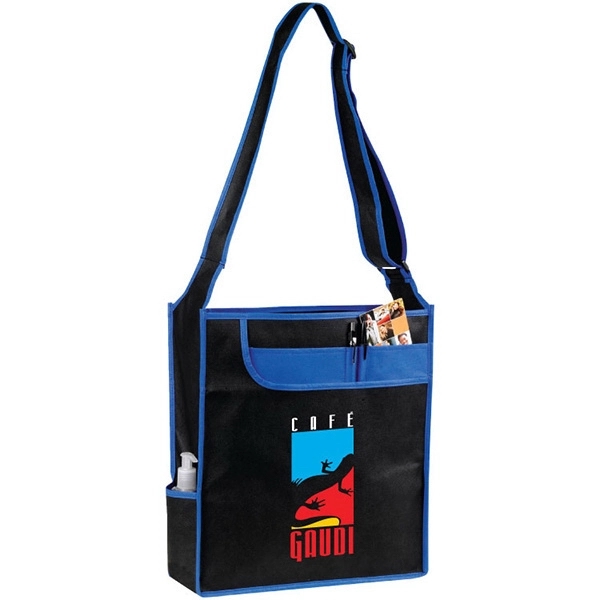 Messenger tote bag with large front pocket with organizer inside. Adjustable... from ASI 30112 ACE Products / Ace Line