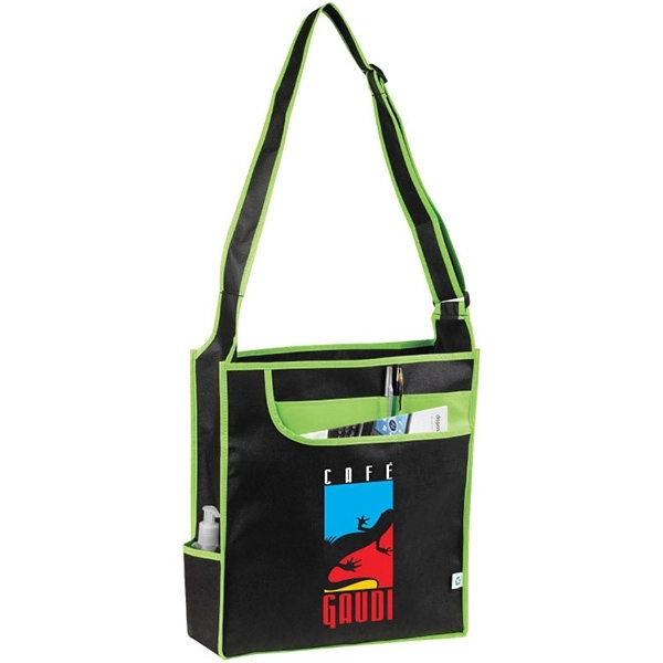 Messenger tote bag with large front pocket with organizer inside. Adjustable... from ASI 30112 ACE Products / Ace Line