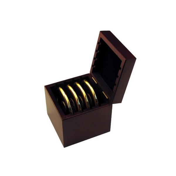 Wood Boxed 4 Metal & Leather Coaster Set... from ASI 88156 Solid Dimensions Inc / Solid Dimensions Line