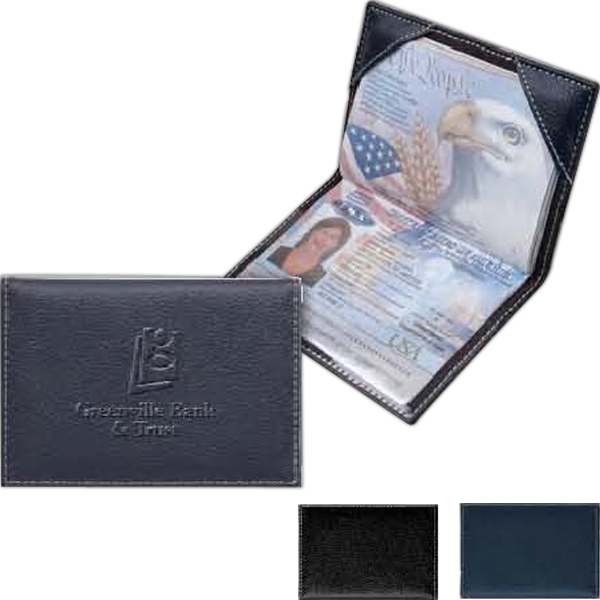 Lamis - Passport cover made of soft litchi fabric accented with... from ASI 93990 IMAGEN Brands / Vitronic