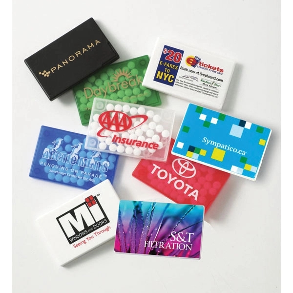 Rectangle shaped mint card filled with MicroMints®.... from ASI 44900 NC Custom (CI/Lanco) / Chocolate Inn