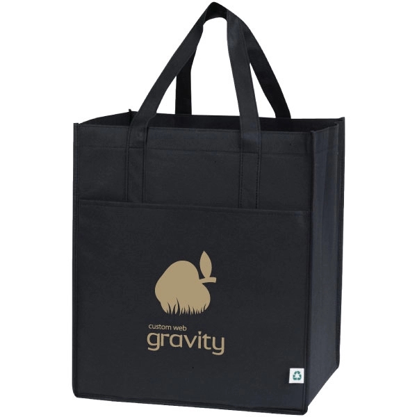 Large capacity shopping tote bag with front pocket. Recyclable.... from ASI 30112 ACE Products / Ace Line
