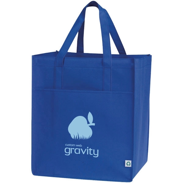 Large capacity shopping tote bag with front pocket. Recyclable.... from ASI 30112 ACE Products / Ace Line