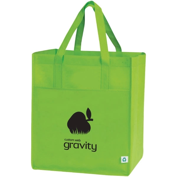 Large capacity shopping tote bag with front pocket. Recyclable.... from ASI 30112 ACE Products / Ace Line