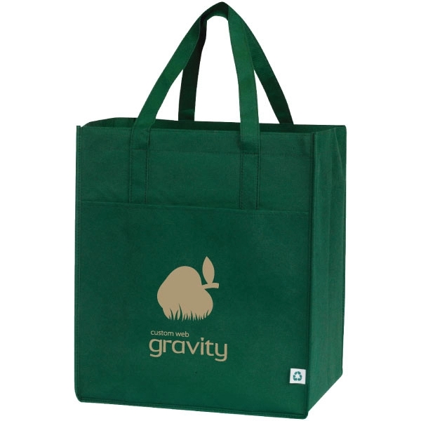 Large capacity shopping tote bag with front pocket. Recyclable.... from ASI 30112 ACE Products / Ace Line