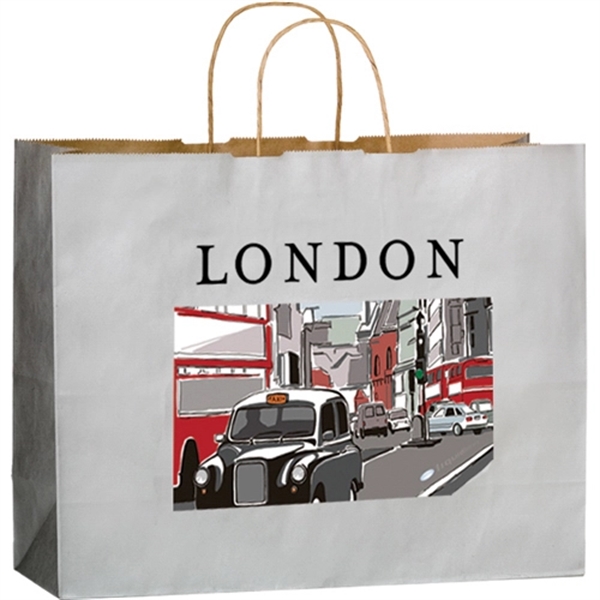 16" x 6" x 13" matte Kraft paper shopping bag with... from ASI 35290 American Ad Bag Co