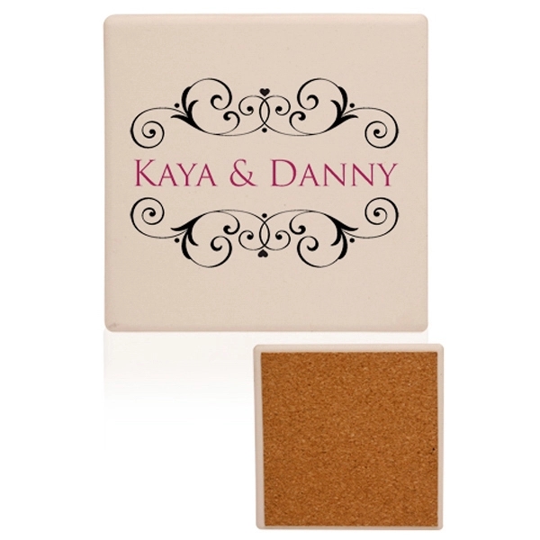 Square ceramic coaster, 4".... from ASI 39552 BEL Promo