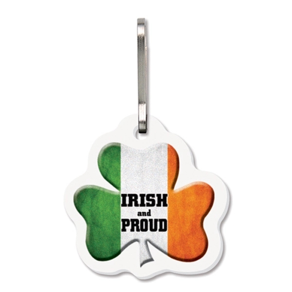 Bag & luggage tag (zipper pull) - large shamrock. 4-color process... from ASI 80210 Quikey Mfg Co Inc / Quikey Line