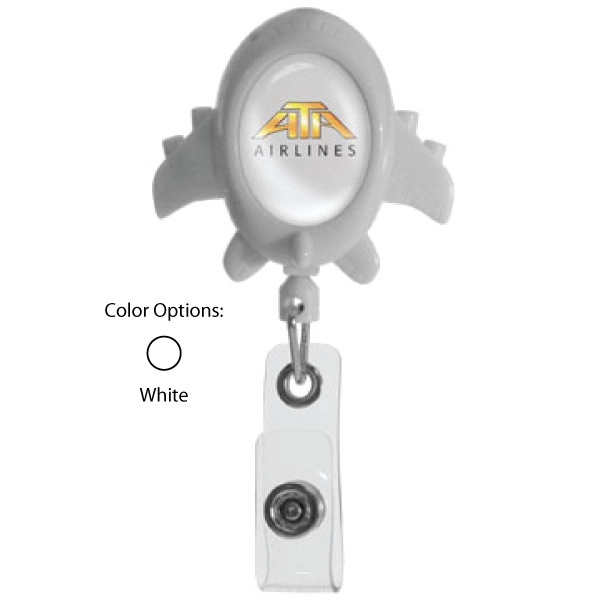 Airplane shape retractable badge holder with belt clip back.... from ASI 64635 KEY-BAK Promotional Products