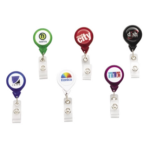 Tear Drop Shape Retractable Badge Holder with bulldog clip and 36"... from ASI 73871 Next Promotions LLC