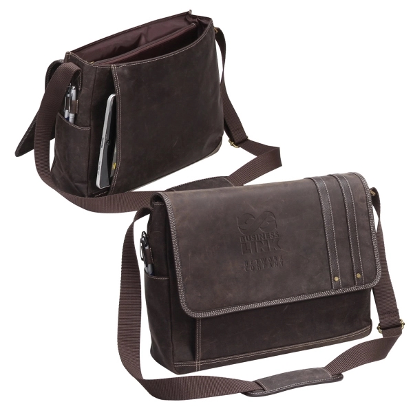 Rustic full-grain leather messenger bag.... from ASI 79384 Preferred Nation Inc / Bellino