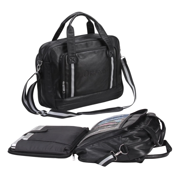 Heavy gauge dura hyde, two-tone stripes, TSA friendly for 15.4" laptop,... from ASI 79384 Preferred Nation Inc / G-tech