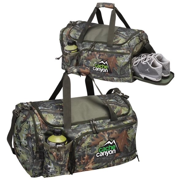 Camo tree print, 600D polyester, air vents, shoe pocket, padded shoulder... from ASI 79384 Preferred Nation Inc / G-tech