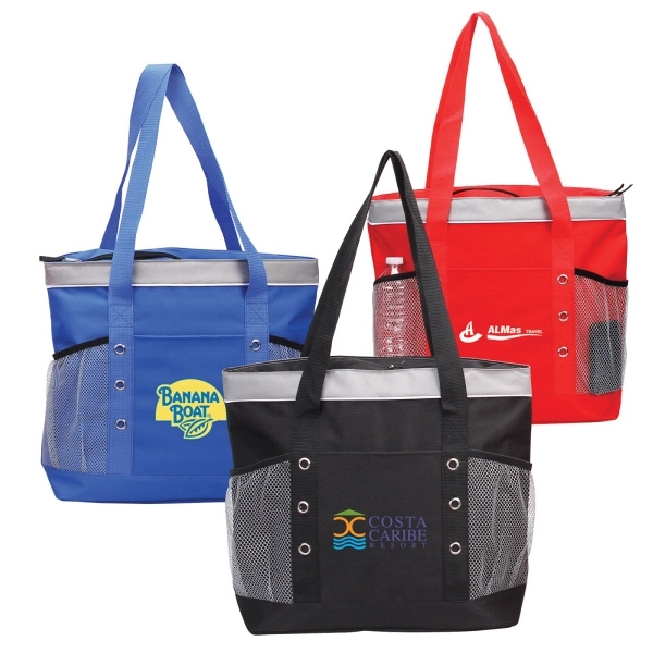 Tote bag. Inside is PEVA lined, mesh pockets for water bottles,... from ASI 79384 Preferred Nation Inc / G-tech