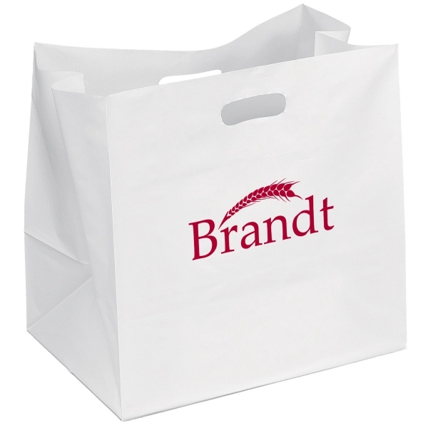 Hi-density plastic bag with a large bottom and side gusset.... from ASI 37940 Bag Makers Inc