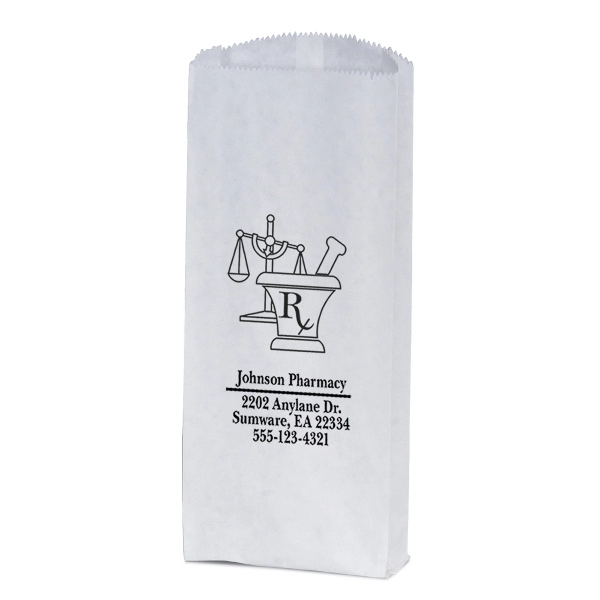 Paper Pharmacy Bag with serrated cut top and side and bottom... from ASI 37940 Bag Makers Inc