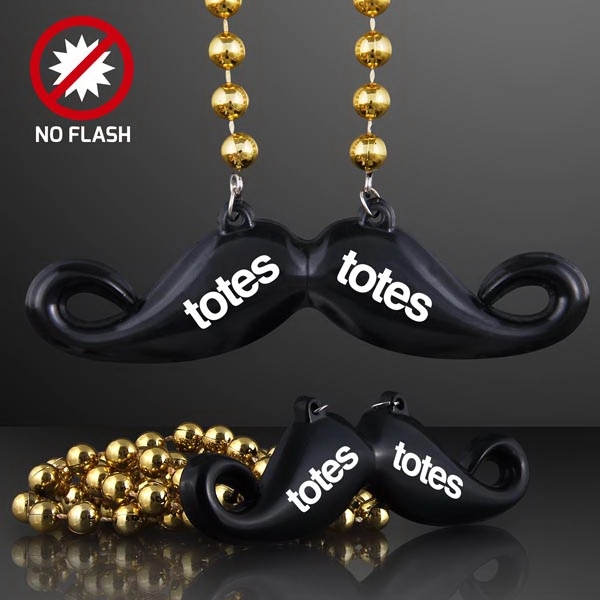 Blank or imprinted. Beaded lanyard necklace with hipster mustache pendant.... from ASI 34194 ALightPromos / Alight Promotional Products