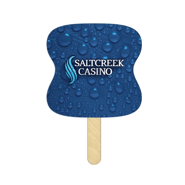 Hourglass shaped front side liquid laminated mini fan with a high... from ASI 67620 Lion Circle Corp / Lion/Circle