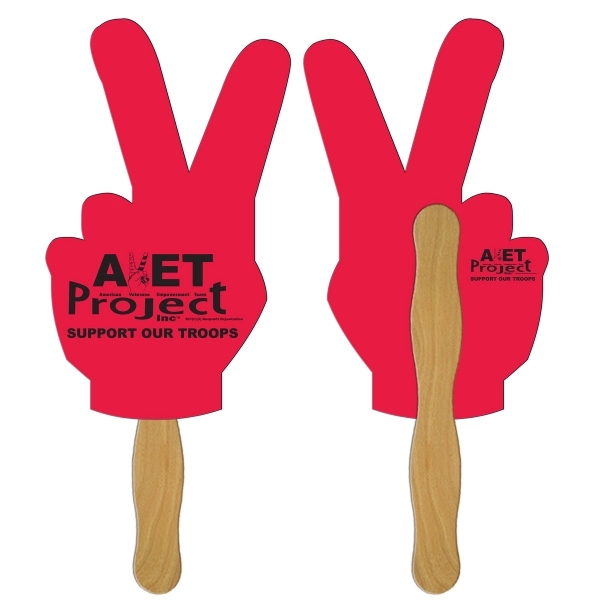 Peace sign shape fast fan with wooden stick.... from ASI 67620 Lion Circle Corp / Lion/Circle