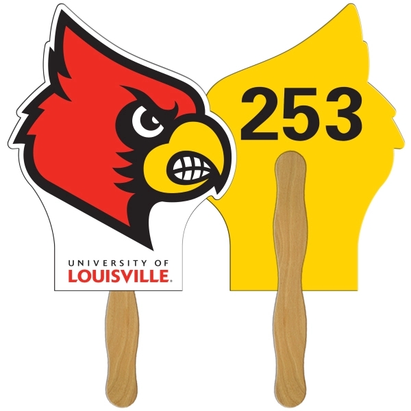 Digital printed bird head shape auction fan with visible wooden stick.... from ASI 67620 Lion Circle Corp / Lion/Circle