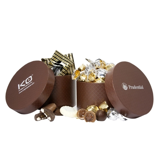 Small Imprinted Hat Box with Twist-Wrapped Truffles.... from ASI 44900 NC Custom (CI/Lanco) / Lanco