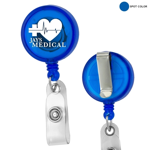 Customizable badge reel with metal slip clip backing and 30" cord... from ASI 62660 Innovation Line