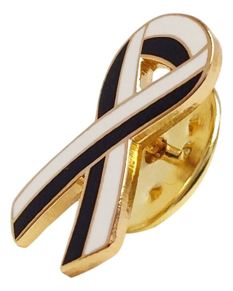 Black and White Awareness / Support Ribbon Lapel Pin