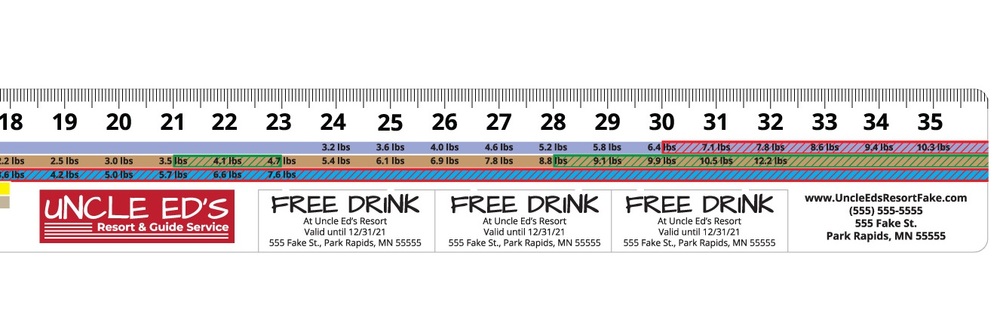 Custom length and printed fish ruler in on removable adhesive decal