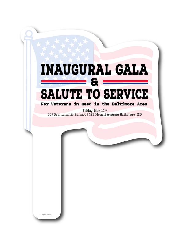 Custom shaped corrugated plastic bidder auction paddles / hand fans with... from ASI 54322 FireSprint Printing