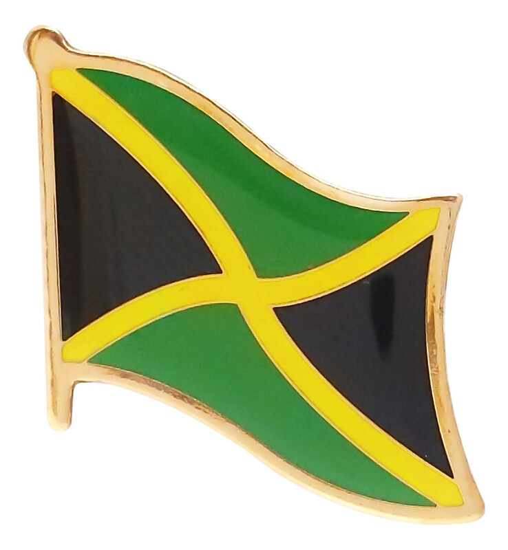 Metal & Enamel Jamaica Flag Pin with Butterfly Clasp