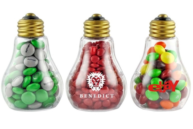 Plastic Light Bulb Shaped Jars w/ Candy Fill... from ASI 44900 NC Custom (CI/Lanco)