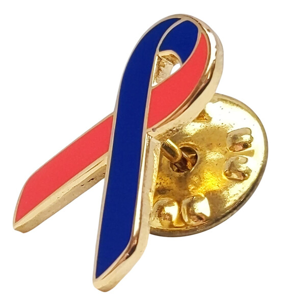 Navy Blue and Red Heart Disease Awareness / Support Ribbon Lapel
