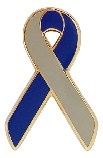Gray and Blue Coping with Cancer Awareness / Support Ribbon Lapel