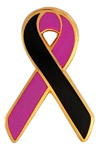 Black and Pink Ribbon Lapel Pin