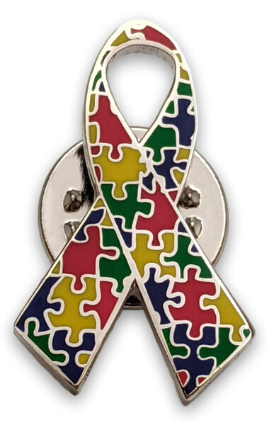Puzzle Piece Autism Awareness / Support Ribbon Lapel Pin