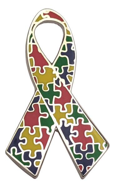 Puzzle Piece Autism Awareness / Support Ribbon Lapel Pin