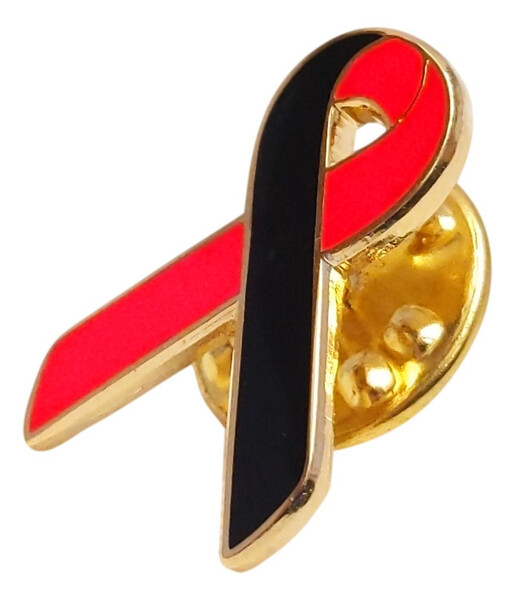 Black and Red Ribbon Lapel Pin