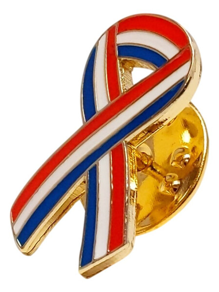 Red, White, and Blue US Flap Themed Ribbon Shaped Lapel Pin