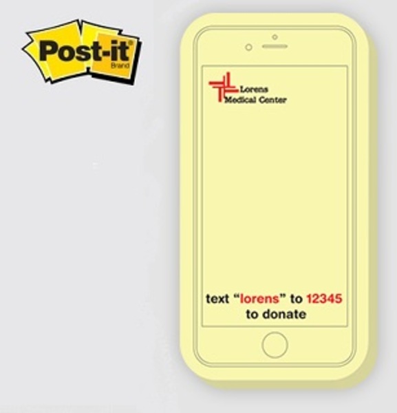 Post-it Note Pads Die Cut to the shape of a smartphone... from ASI 91240 3M/Promotional Markets Dept