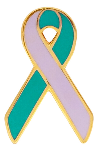Lavender & Teal  Awareness / Support Ribbon Lapel Pin