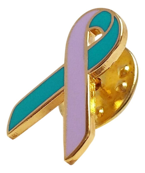 Lavender & Teal  Awareness / Support Ribbon Lapel Pin