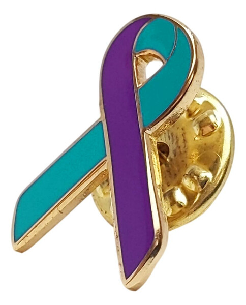 Purple and Teal Domestic Violence Awareness / Support Ribbon Lapel Pin